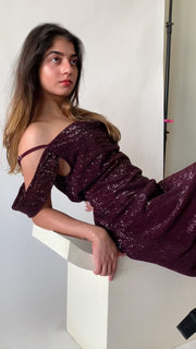 Sequin Cowl Neck Gown