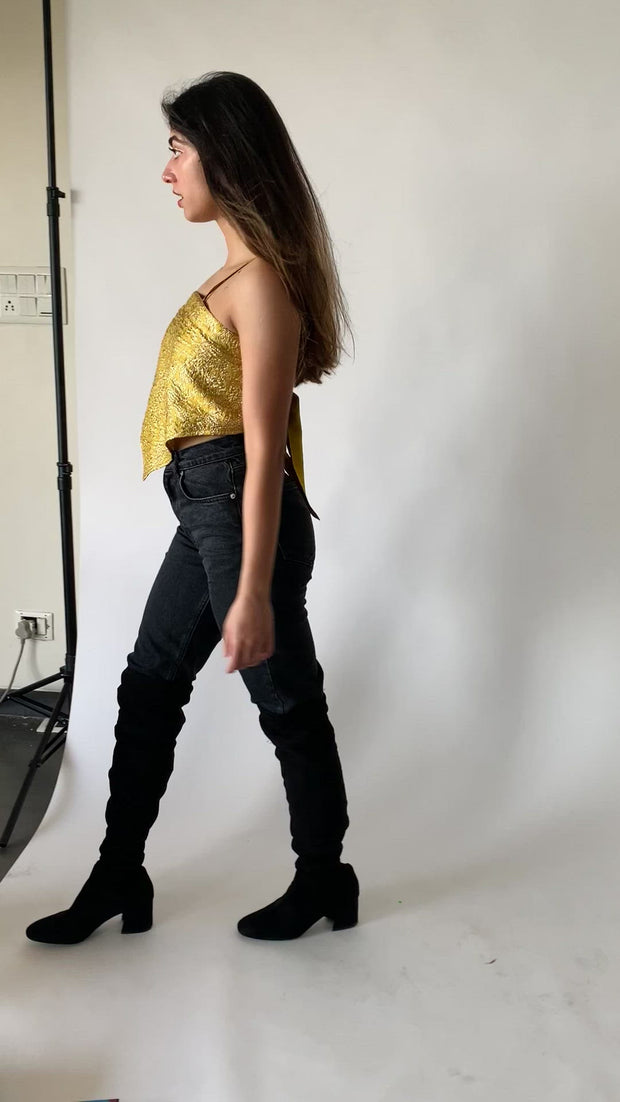 Lurex Jacquard Knotted Top