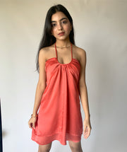 Salmon Pink Satin Dress