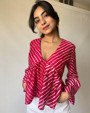 Raspberry Flared Sleeves Top