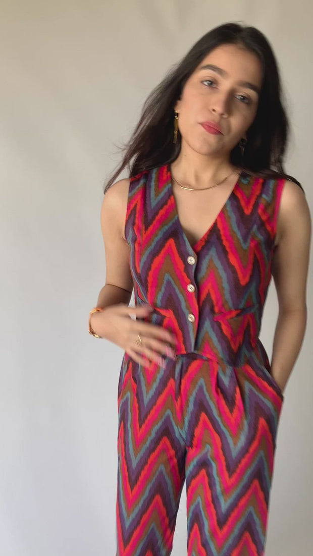 Retro Print Vest & Trousers Set