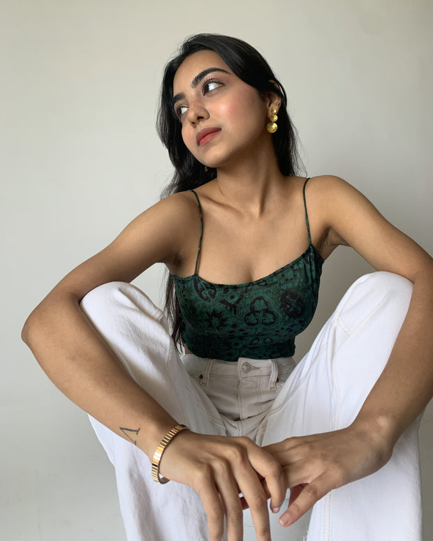 Jungle Green Lace Back Top
