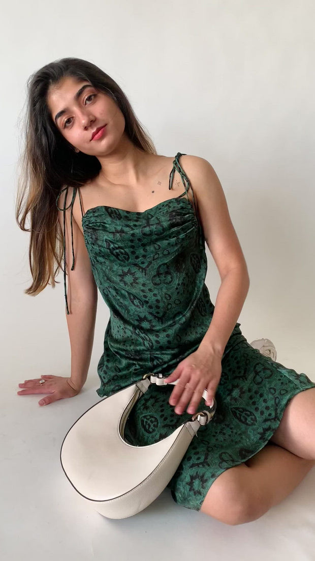 String Tie Cowl Neck Dress