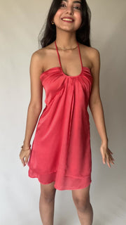 Salmon Pink Satin Dress