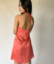 Salmon Pink Satin Dress