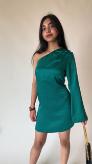 One Shoulder Milano Satin Dress