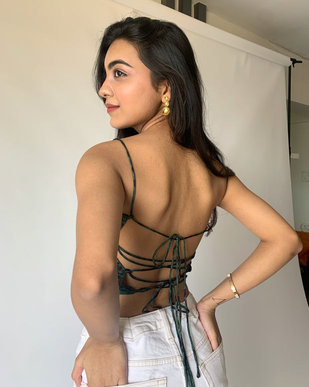 Jungle Green Lace Back Top