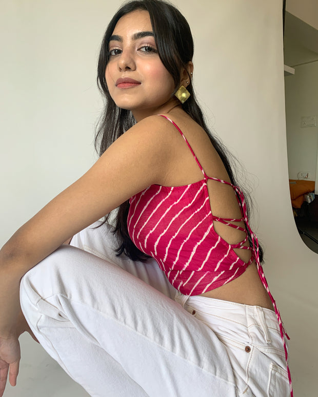 Raspberry Lace Back Top
