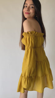 Mustard Yellow Off Shoulder Dress