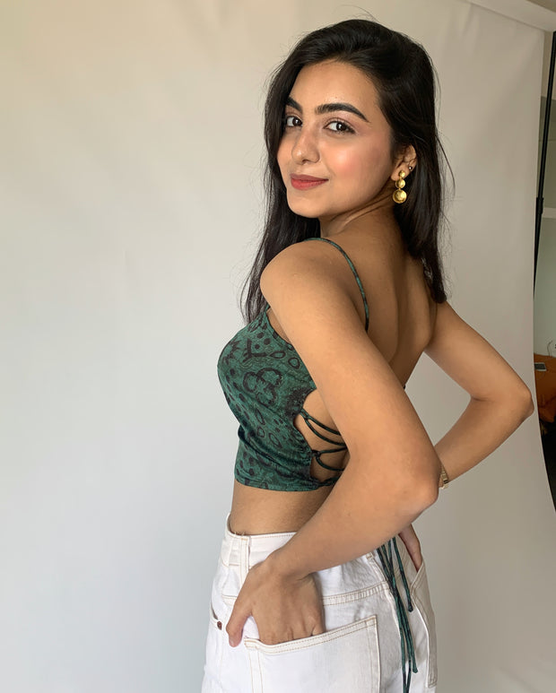 Jungle Green Lace Back Top