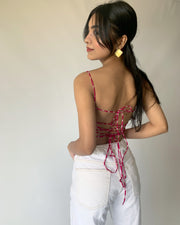 Raspberry Lace Back Top
