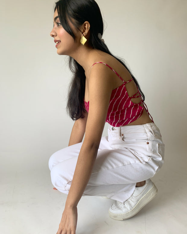 Raspberry Lace Back Top