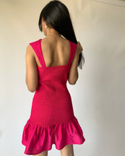 Deep Pink Smock & Frill Dress