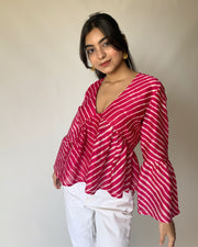 Raspberry Flared Sleeves Top