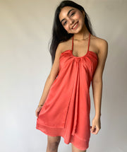 Salmon Pink Satin Dress