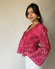 Raspberry Flared Sleeves Top