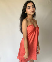 Salmon Pink Satin Dress