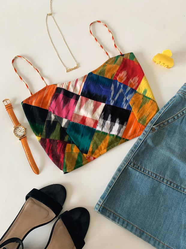 Color Blocks Lace Back Top