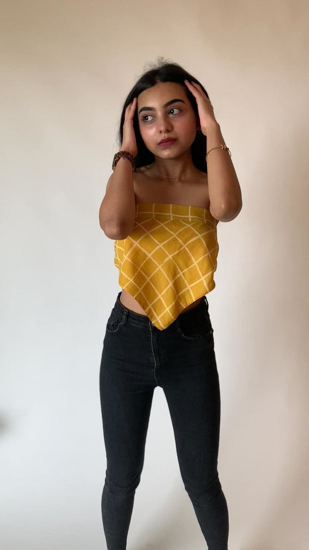 Yellow Striped Scarf Top