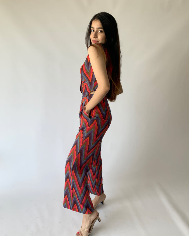 Retro Print Vest & Trousers Set