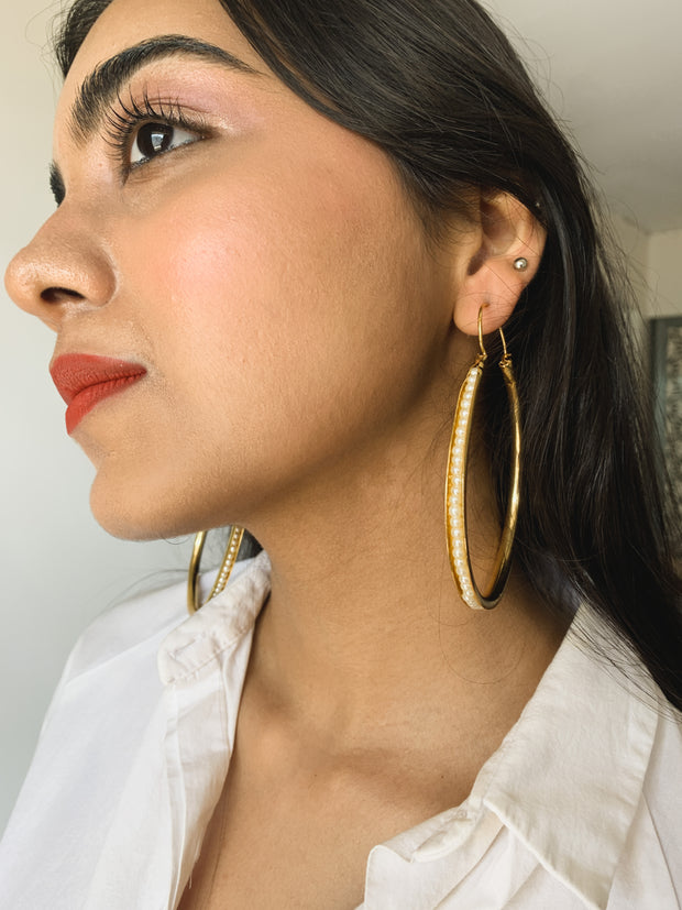 Empress Pearl Hoops