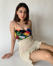 Color Blocks Lace Back Top