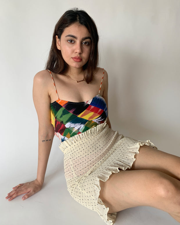 Color Blocks Lace Back Top