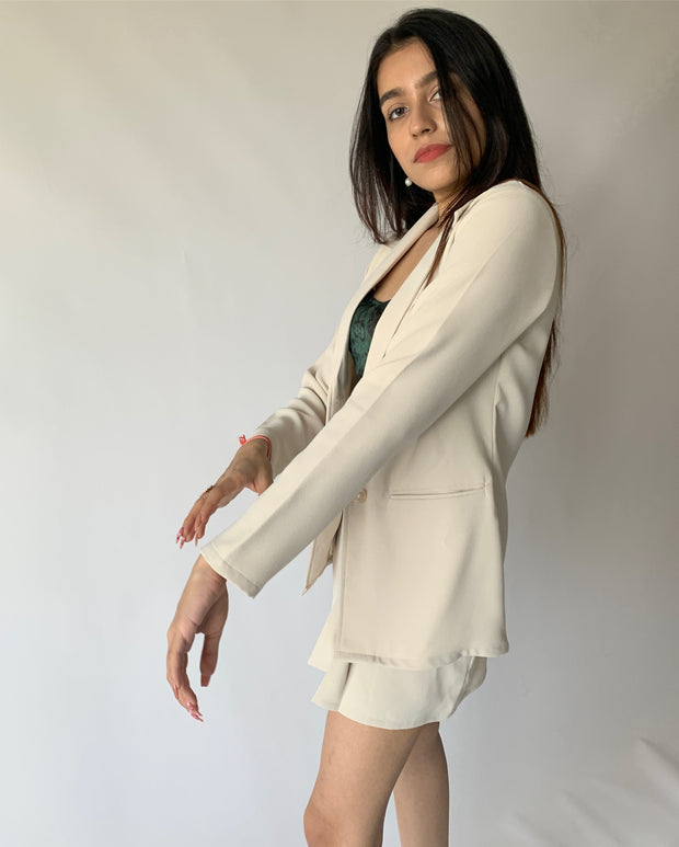Office White Blazer Skirt Set