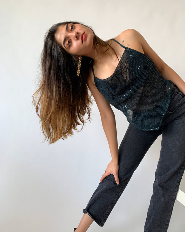 Sequin Sheer Top