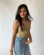 Champagne Lace Back Crop