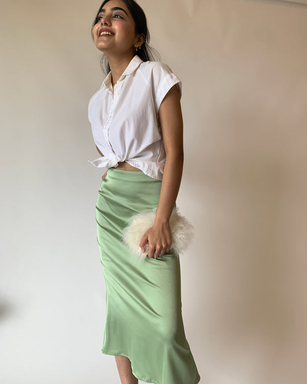Light Green Satin Skirt