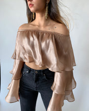 Champagne Gold Ruffle Blouse
