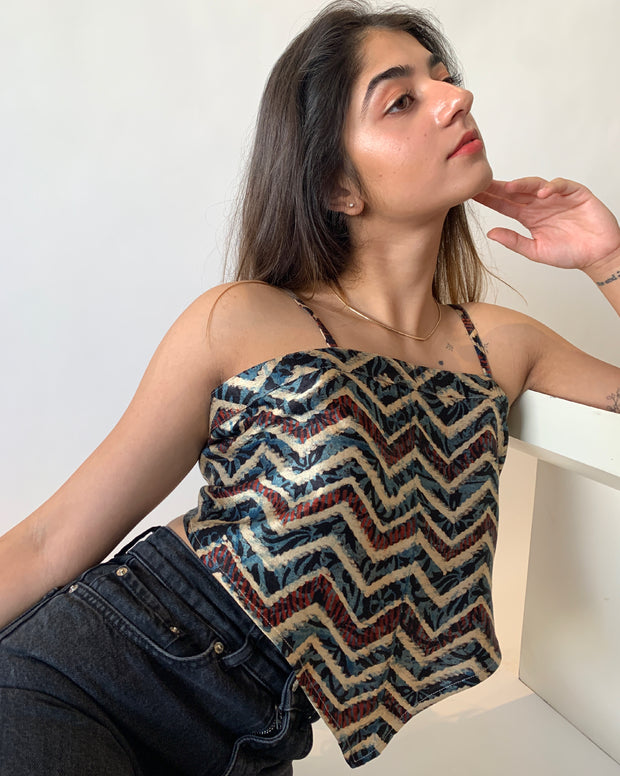 Mushru Silk Knotted Top