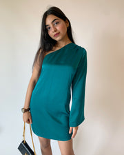 One Shoulder Milano Satin Dress