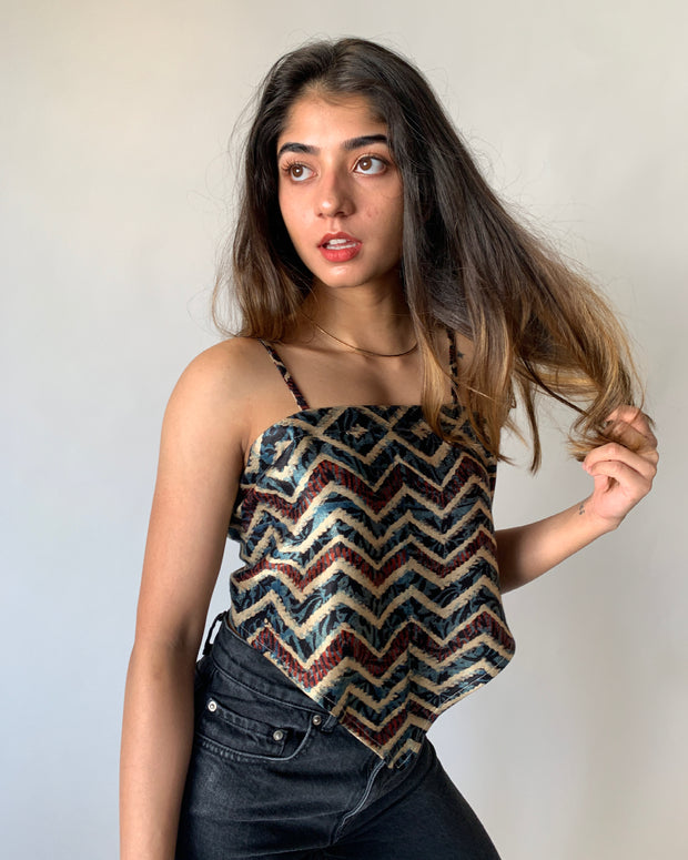 Mushru Silk Knotted Top