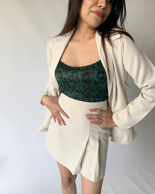 Office White Blazer Skirt Set