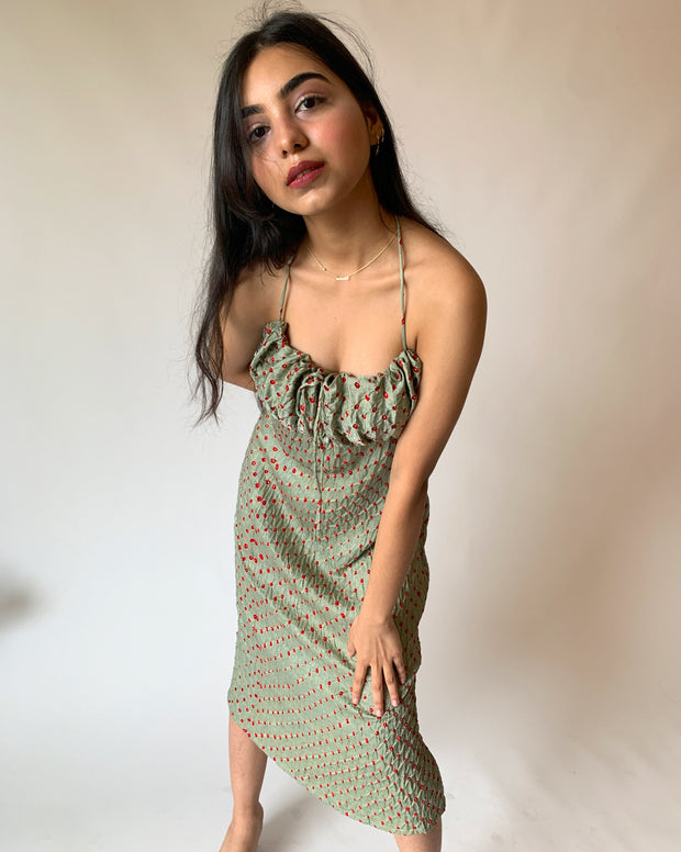 String Tie Midi Dress