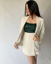 Office White Blazer Skirt Set