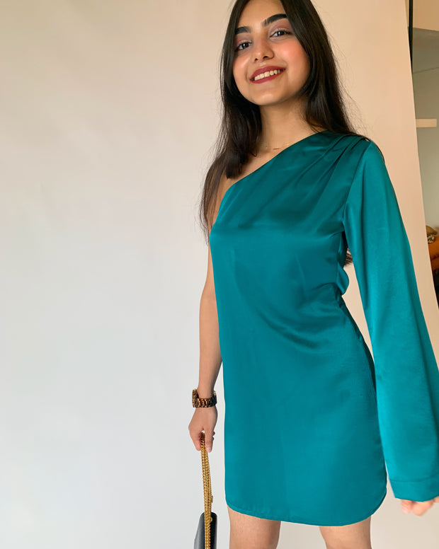 One Shoulder Milano Satin Dress