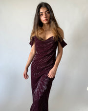 Sequin Cowl Neck Gown