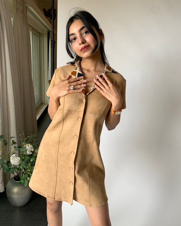 Camouflage Suede Mini Dress