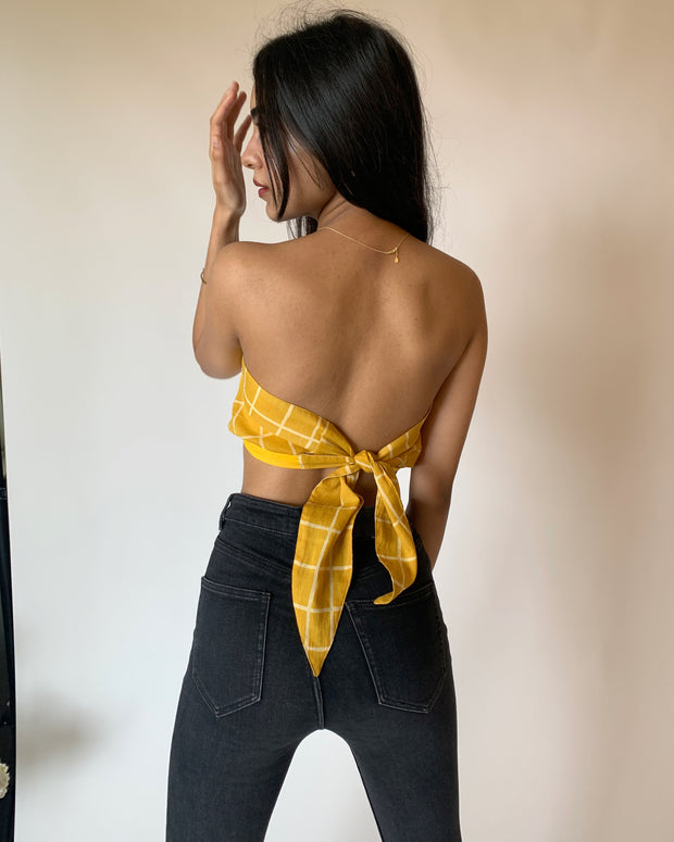 Yellow Striped Scarf Top