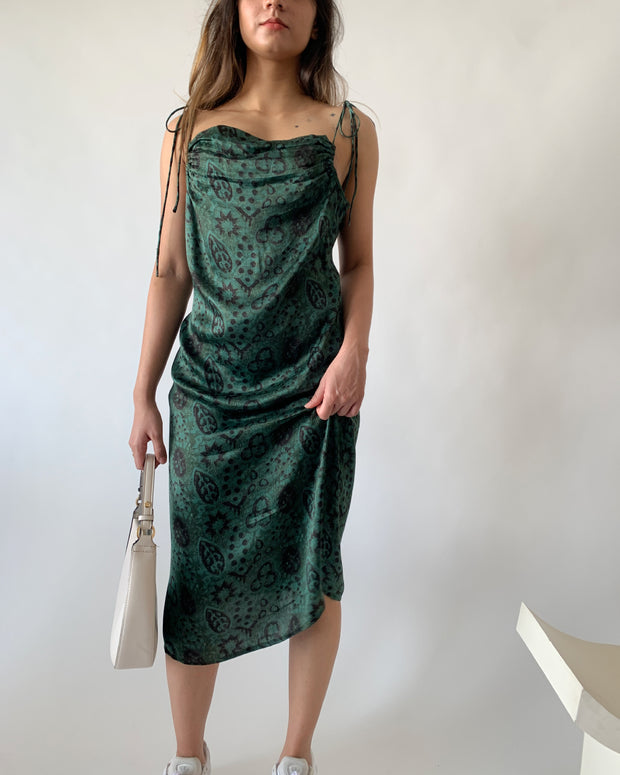 String Tie Cowl Neck Dress