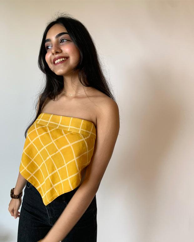 Yellow Striped Scarf Top