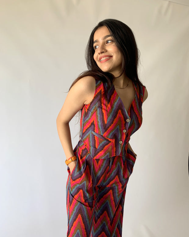 Retro Print Vest & Trousers Set