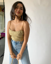 Champagne Lace Back Crop