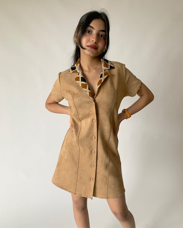 Camouflage Suede Mini Dress