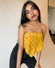 Yellow Striped Scarf Top