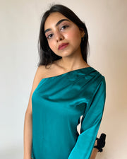 One Shoulder Milano Satin Dress