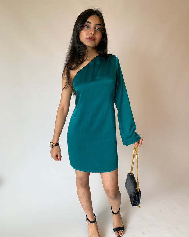 One Shoulder Milano Satin Dress